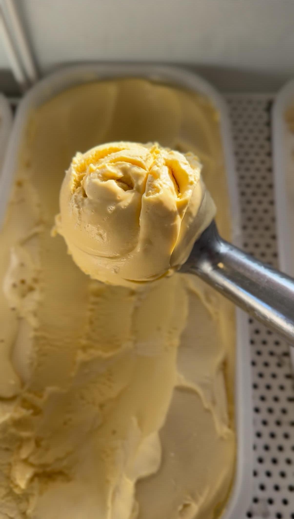 Mango ice cream The Sundae Service's mango ice cream is yellow, sunshine flavour in a cone